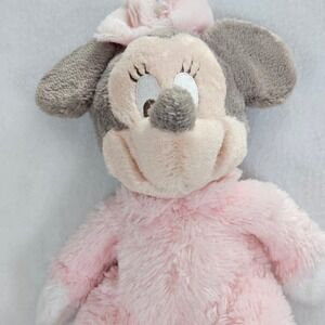 Disney Minnie Mouse Plush Pink Shaggy Stuffed Animal Disneyland WDW 11" Rattle